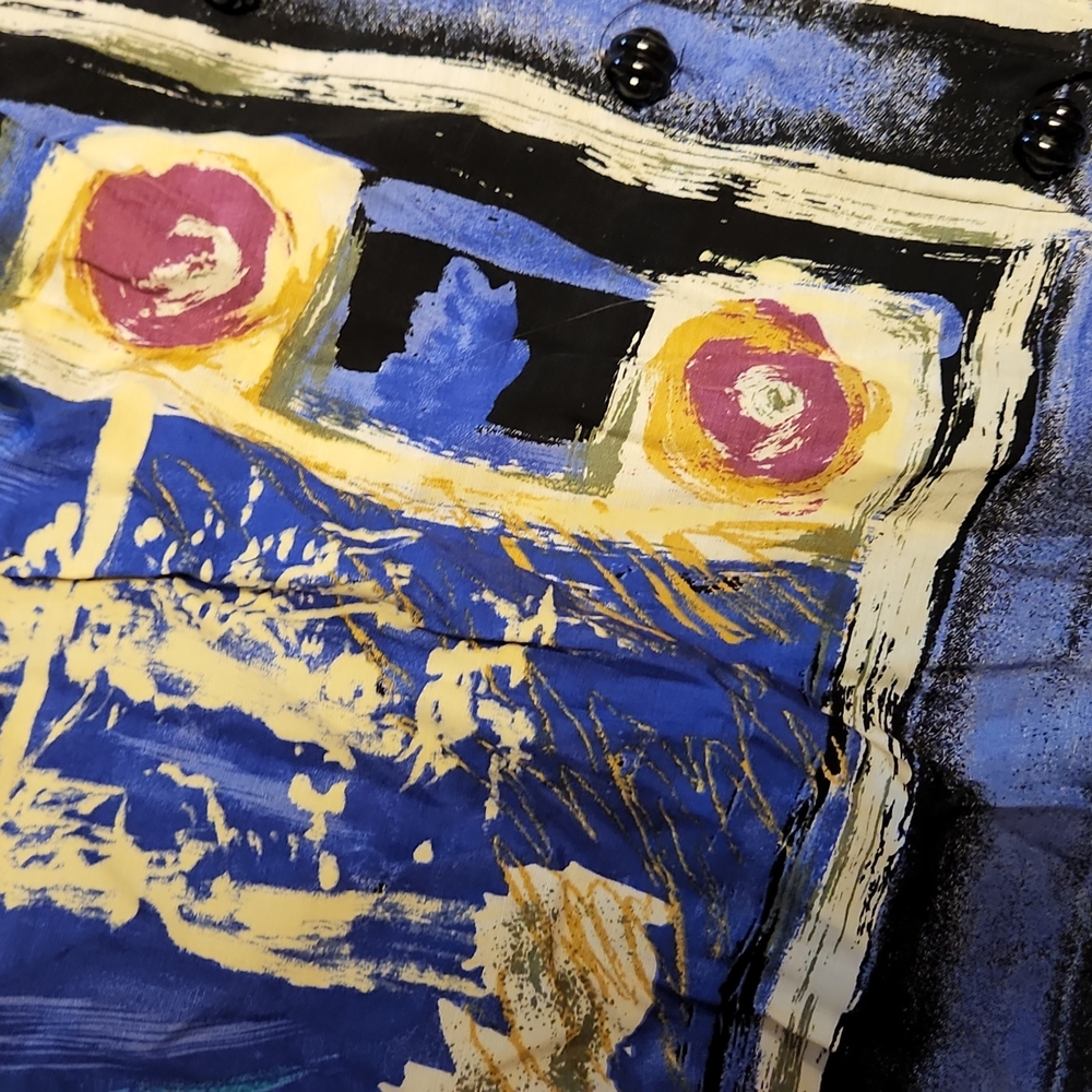 Vintage Button Front Abstract Pattern Midi Skirt … - image 3